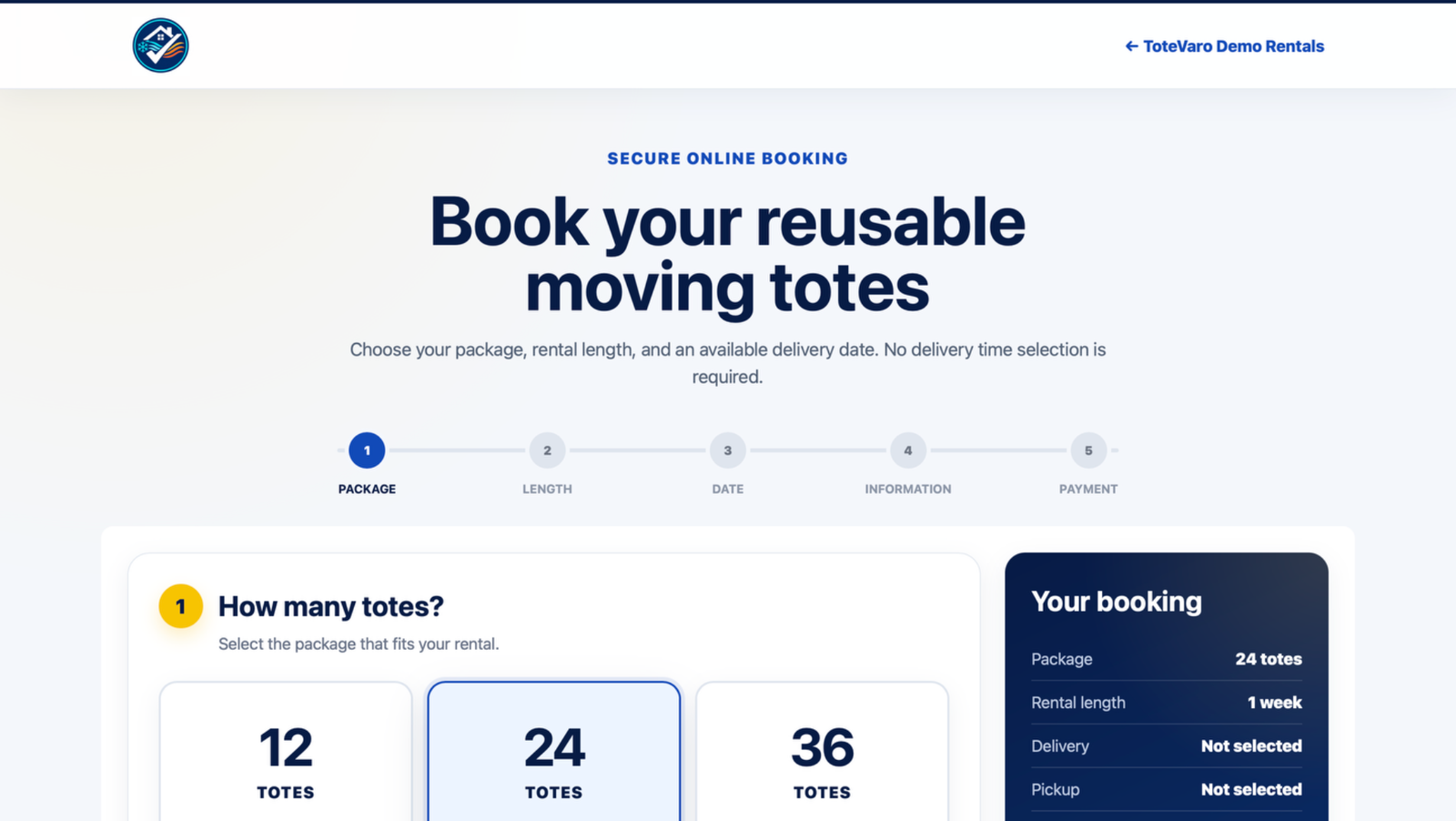 ToteVaro online rental booking system