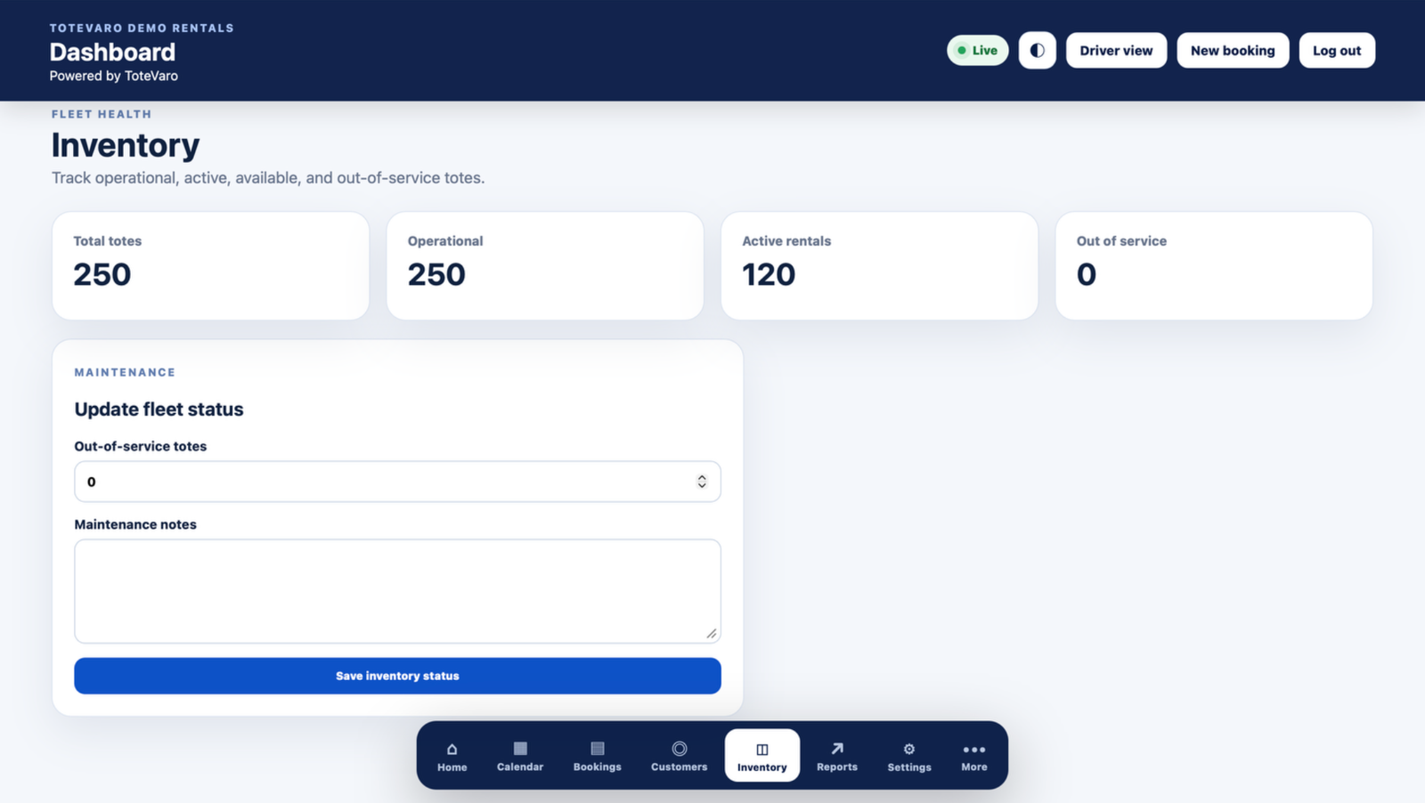 ToteVaro rental inventory management